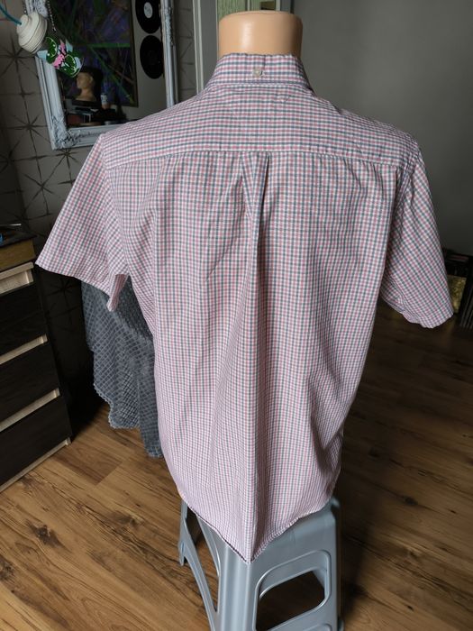 Tommy Hilfiger koszula męska w kratkę M krótki rękaw czerwona biała