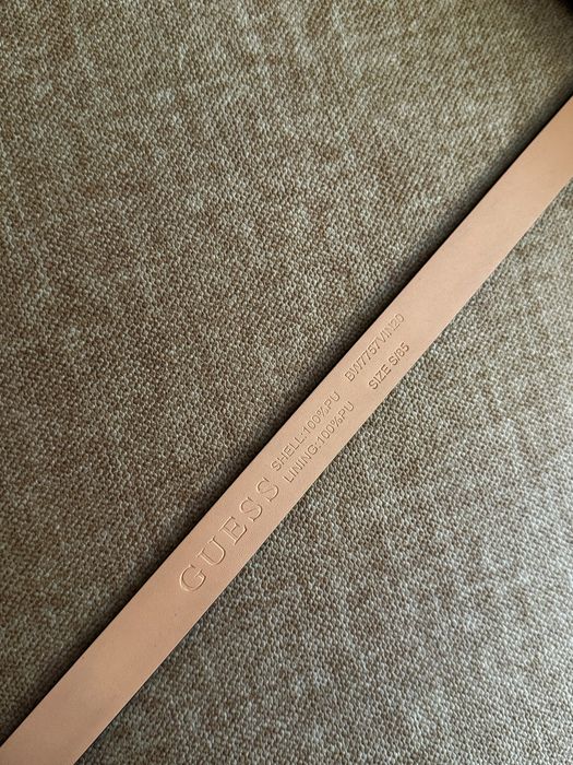 Guess oryginalny nowy pasek monogram brązowy logo złota klamra S + pudełko