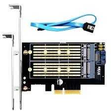 Подвійний адаптер M.2 X4 для одного M.2 PCIe SSD та одного M.2 SATA