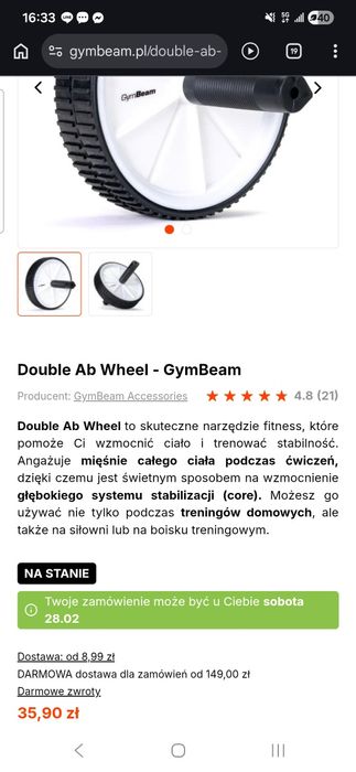 Kółko do ćwiczeń Double Ab Wheel – GymBeam