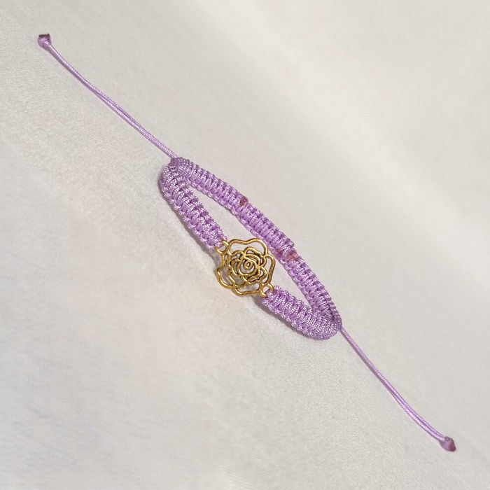 B474 Bransoletka Róża makrama pleciona Handmade Rękodzieło