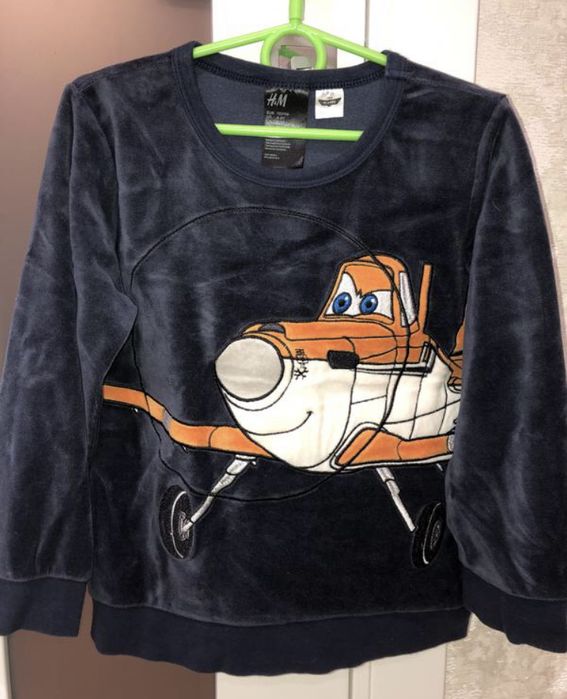 Реглан велюр planes 4-6years, динозавр h&m 7/8 years паєтки-перевертні