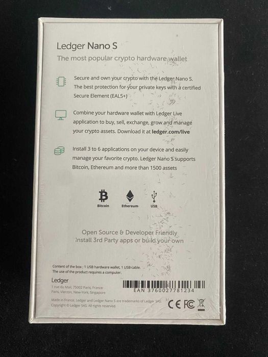 Carteira criptomoedas Ledger Nano S Nova