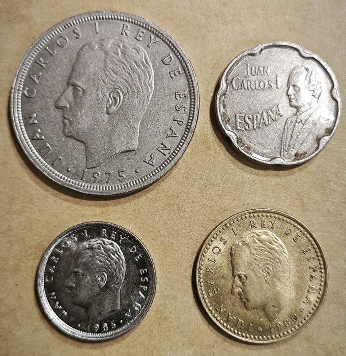 Lote de notas e moedas Peseta de Espanha