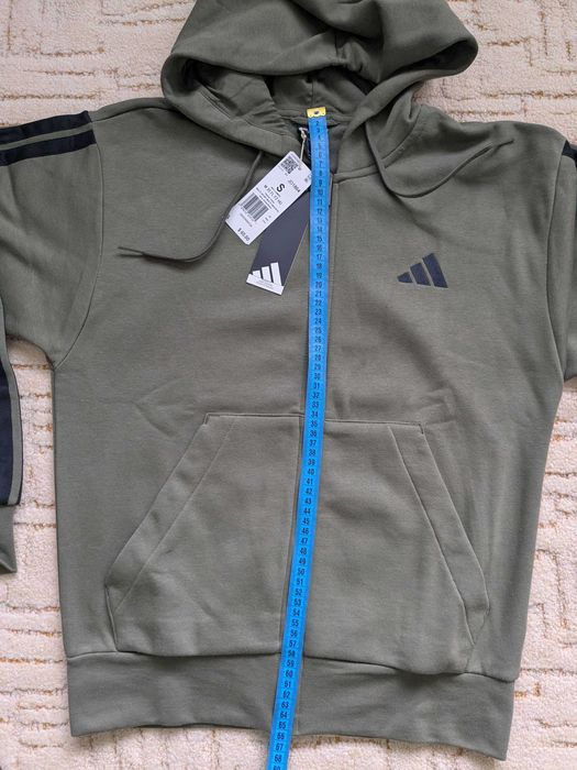 Чоловіча кофта худі Adidas толстовка essentials 3-stripes fleece hoodie zip розмір S-M