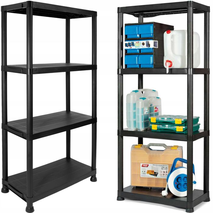 REGAŁ MAGAZYNOWY Mocny Plastikowy do Garażu Piwnicy Spiżarni 4 Półki