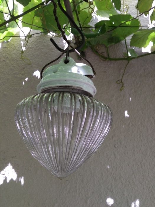 Lampa sufitowa antyczna porcelanowa szklana