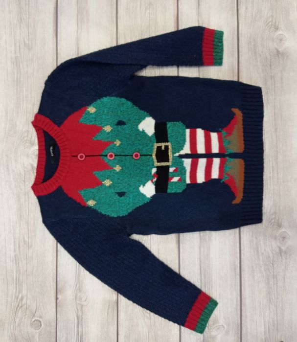 Новогодний свитер Эльфа George 98-104р., кофта в подарок