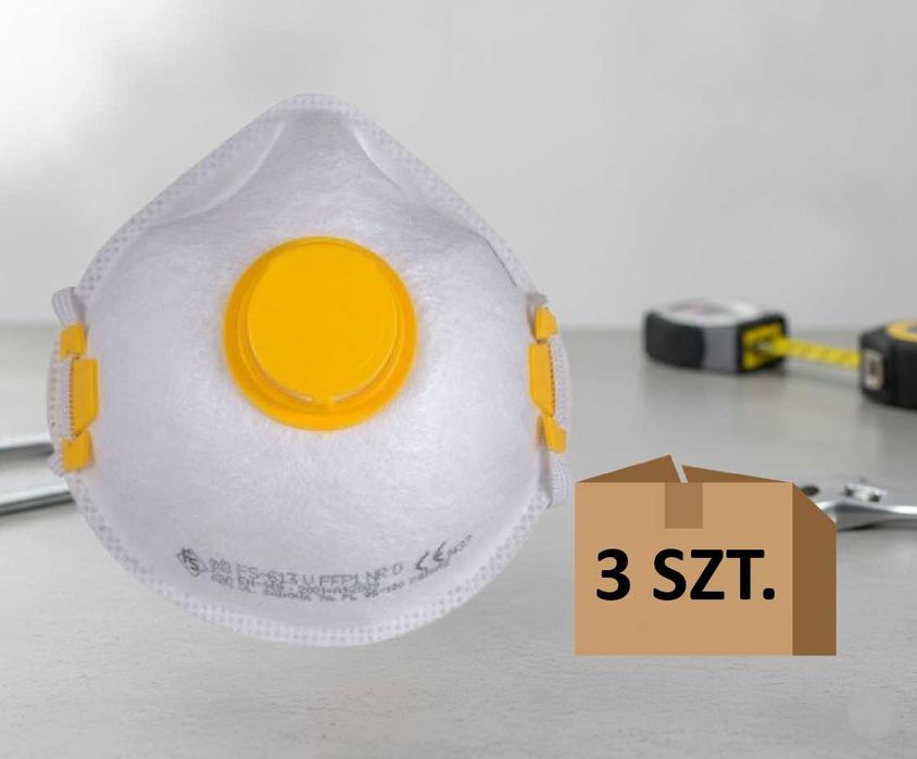 Maseczka z Zaworkiem Filtrująca Przeciwpyłowa FFP1 - 3 sztukI
