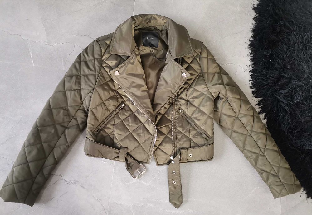 Pikowana kurtka ramoneska Mohito khaki r. XS/34 nowa z metką