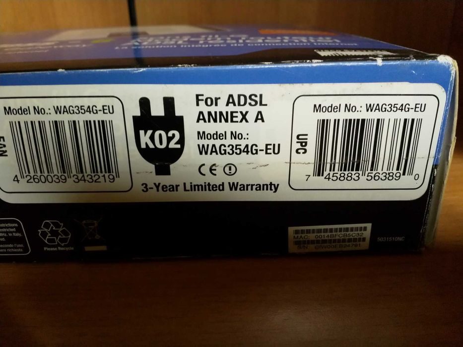 ADSL Modems and Routers – Draytek VPN, Linksys, Speedtouch – Annex A and B64354254328323122