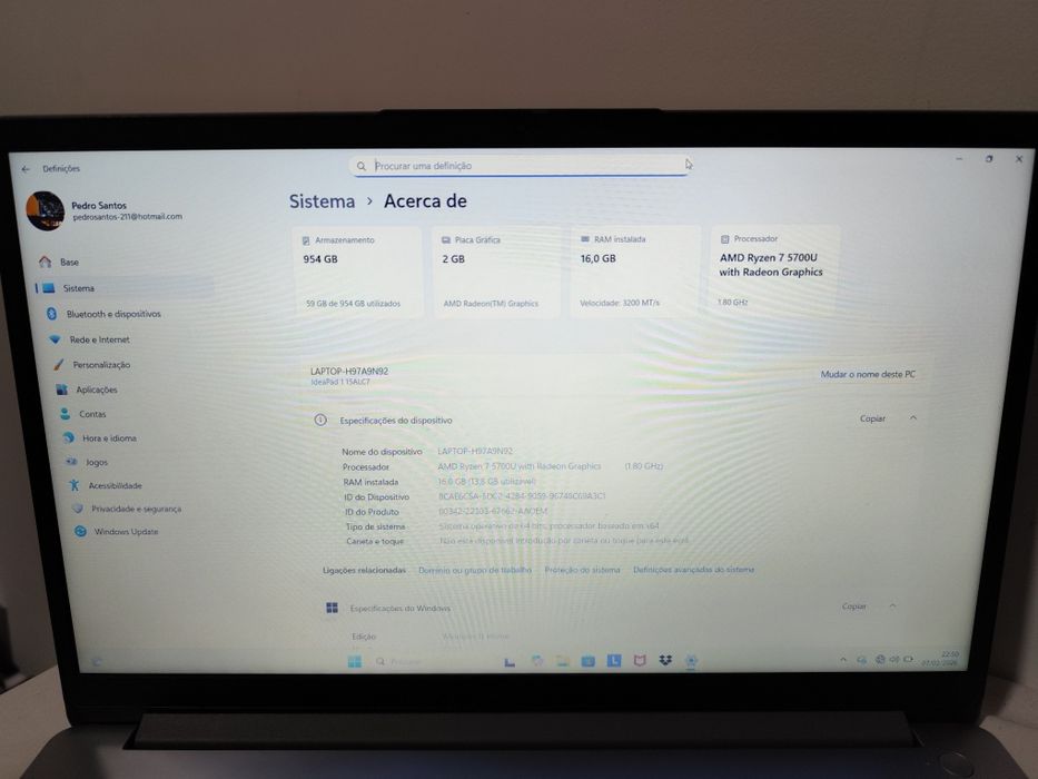 Lenovo Ideapad 1 — Ryzen 7 | Como novo