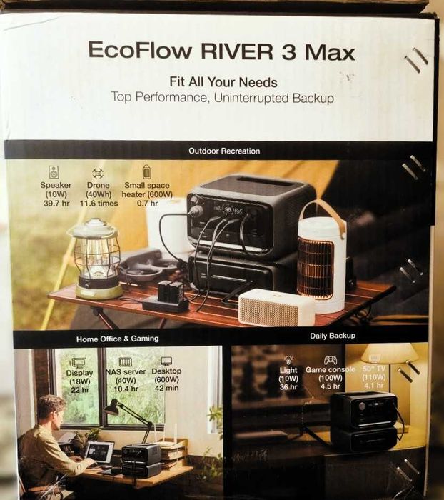 Нова зарядна станція EcoFlow RIVER 3 Max 572Wh 600W / 1200W