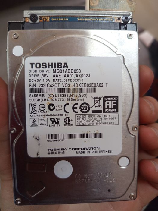 Диск Toshiba 500gb для ноутбуков