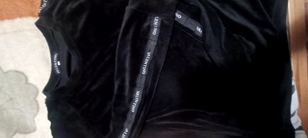 Dres welurowy Valentino czarny lampasy m/l