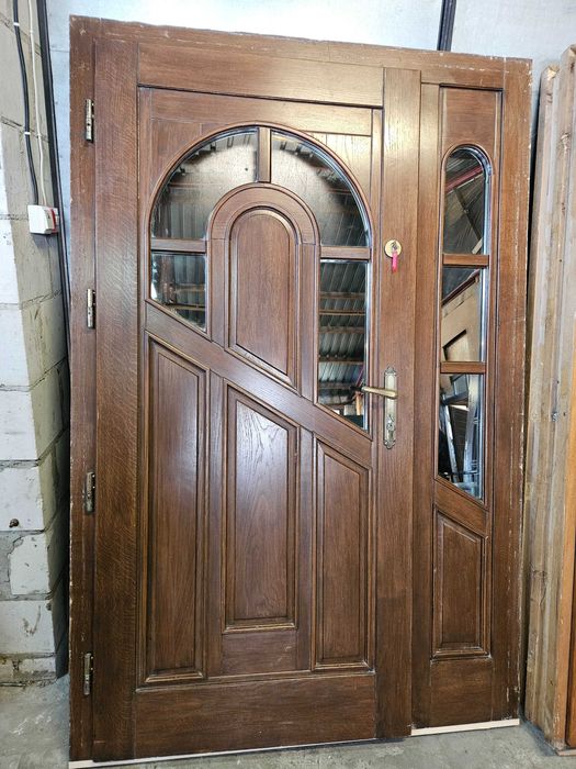 DRZWI Zewnętrzne Dębowe Drewniane Dąb z Doświetlem Wejściowe 139x213cm