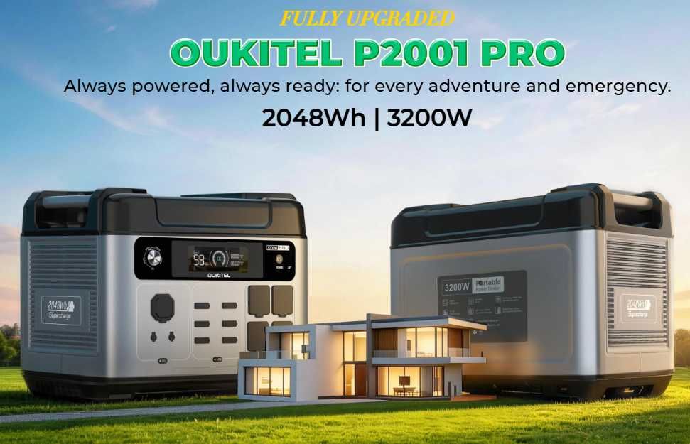 Estação Energia Oukitel 3200W/6400W MPPT 1000W 2048Wh LifePO4 BT WI-FI