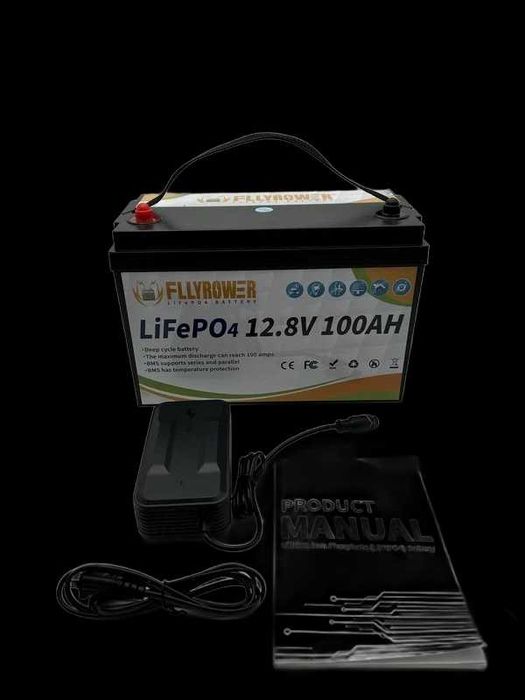 Акумулятор батарея LiFePO4 12V 100Ah FLLYROWER + зарядка + 2х USB, USA