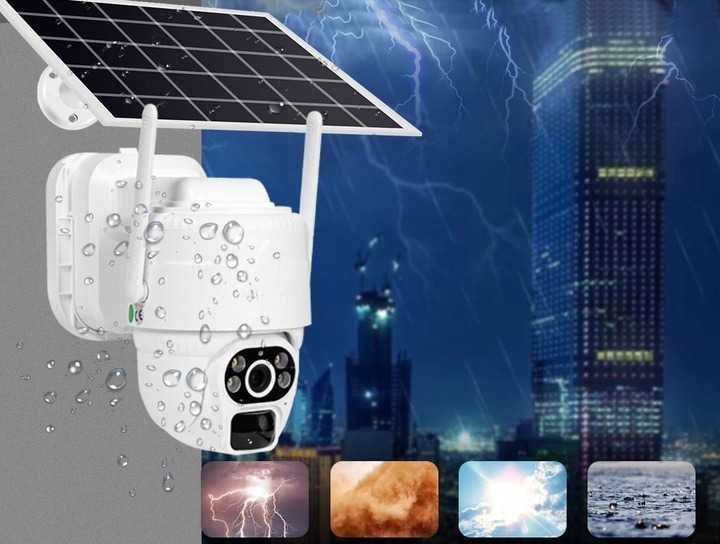 CAŁKOWICIE Bezprzewodowa Kamera solarna na kartę SIM obrotowa zewnątrz