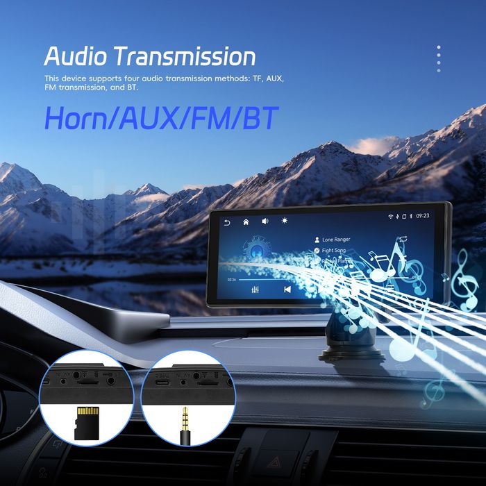 Rádio Portátil 10 polegadas CARPLAY Android auto GPS YouTube + Câmara