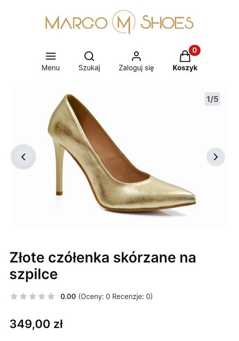 Złote skórzane szpilki 38