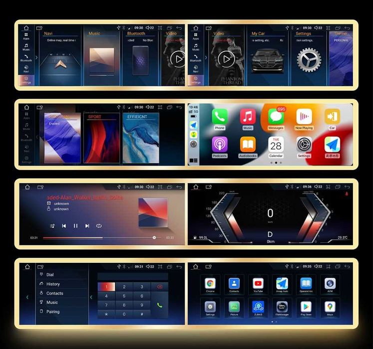 CarPlay Android Auto GPS WiFi 4G USB MP3 MP4 YouTube Bluetooth BMW  E90 E91 E92 E93 Harman Kardon 12,3