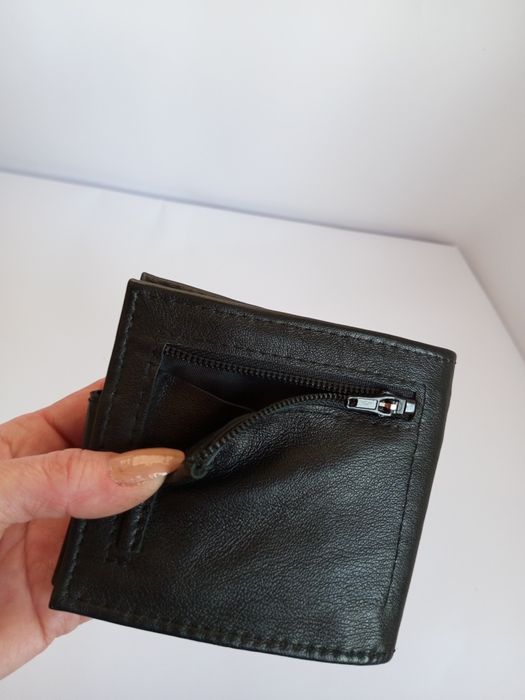 Кожаный мужской черный маленький кошелёк