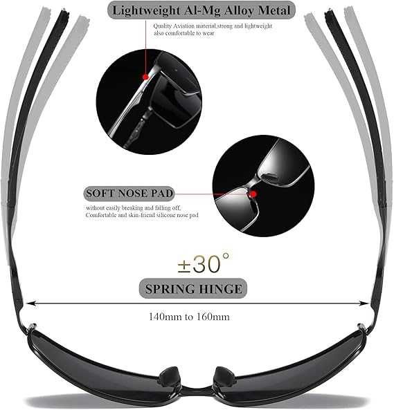 LEDING&BEST 2x Okulary przeciwsłoneczne pilotka, polaryzacyjne srebrne