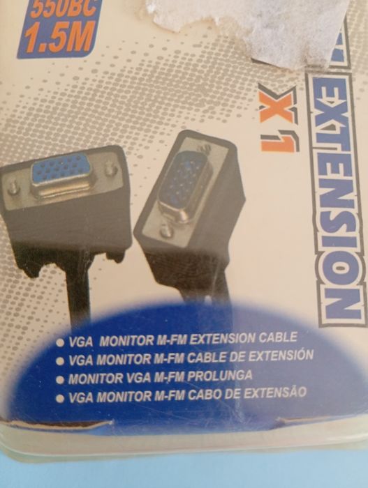 Cabo de extensão VGA. 1.5 M. Novo