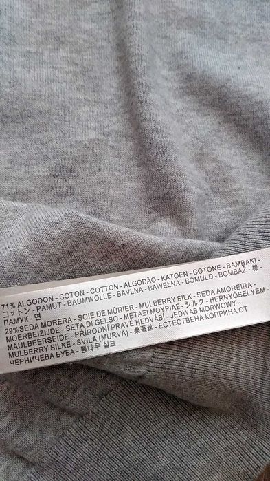 Massimo Dutti sweter męski w serek V bawełna jedwab XL ideał