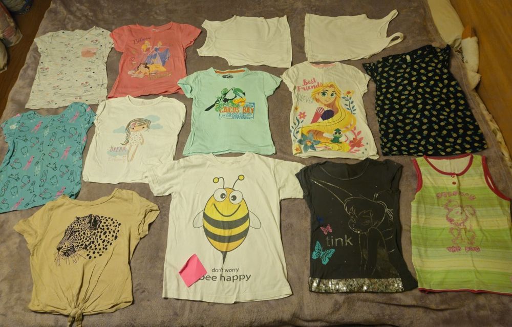 Śliczny duży zestaw ubranek r 128 cm bluzeczki na lato