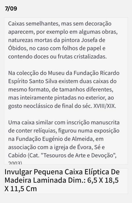 Caixa antiga  setecentista