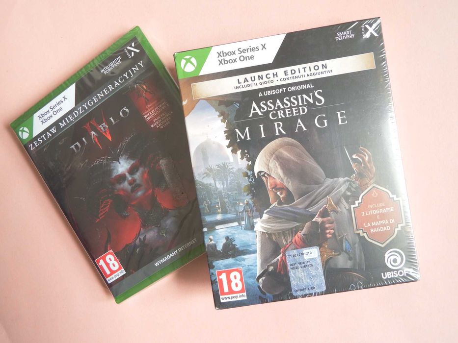 MEGA ZESTAW XBOX ONE Series X  Diablo IV + Assassins MIRAGE 2xPL nowe