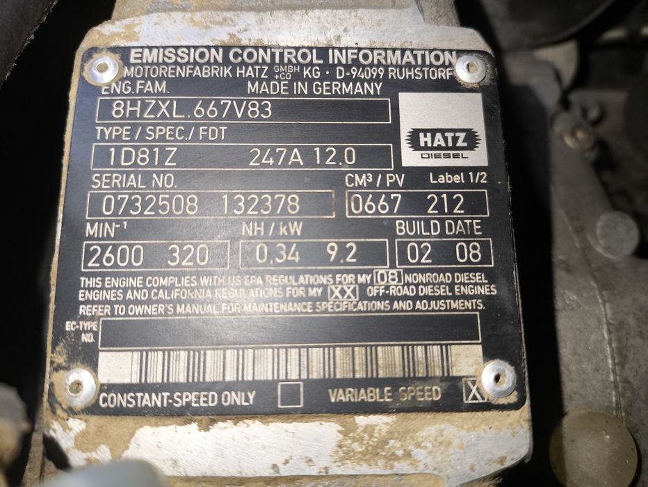 Silnik Hatz 1d81z do zagęszczarki bomag wacker