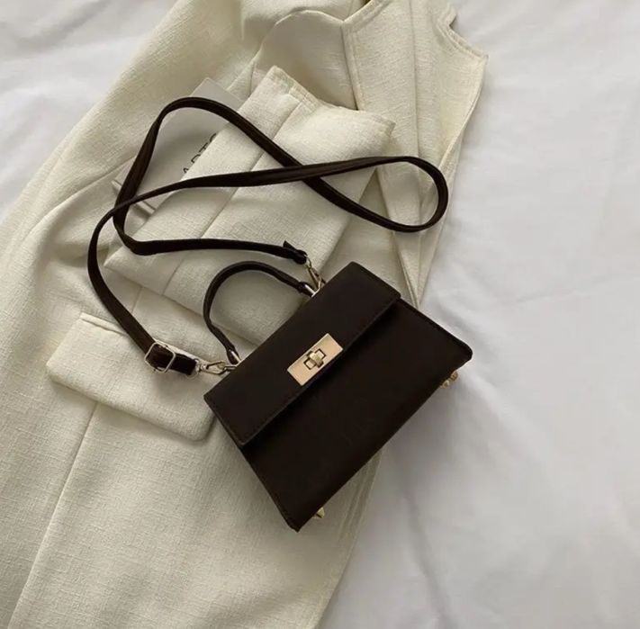 Міні сумка через плече коричнева сумочка клатч