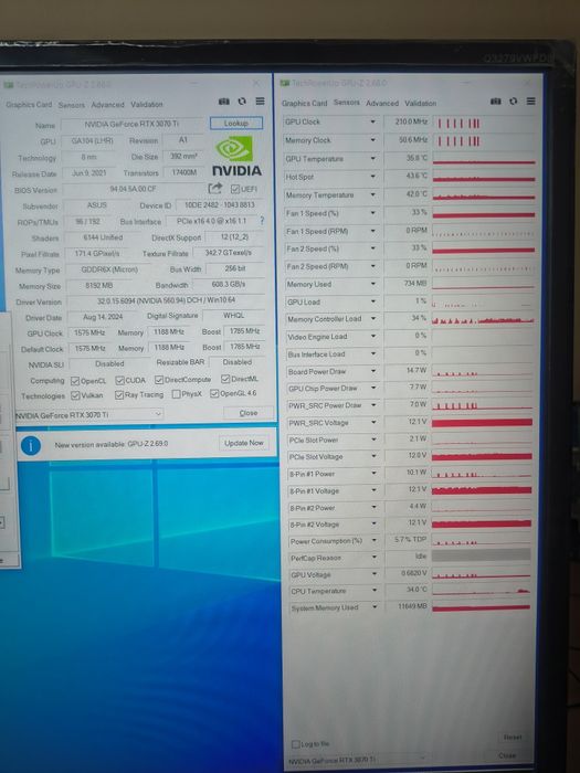 asus TUF gaming Nvidia RTX 3070 TI 8 GB  LHR