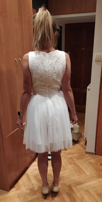 Sukienka ślubna, biała, tiul