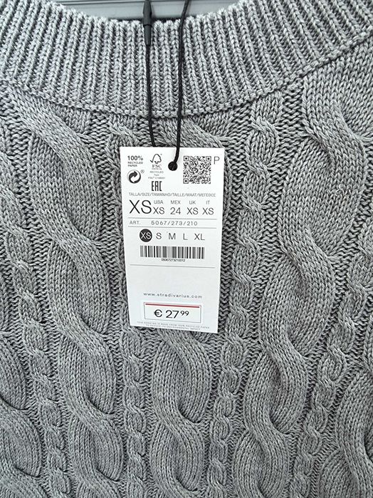 Camisola cinzenta de malha Stradivarius, tam XS - nova com etiqueta
