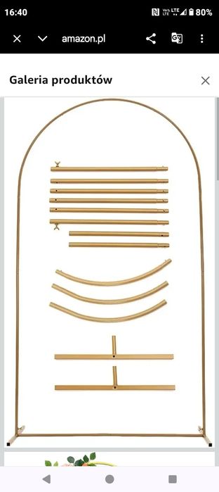 Złoty metalowy łuk ślubny 1,2*2,2