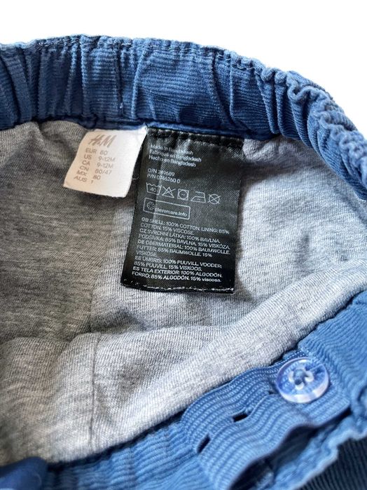 Вельветовые штаны H&M на хлопковой подкладке для мальчика 9-12 мес