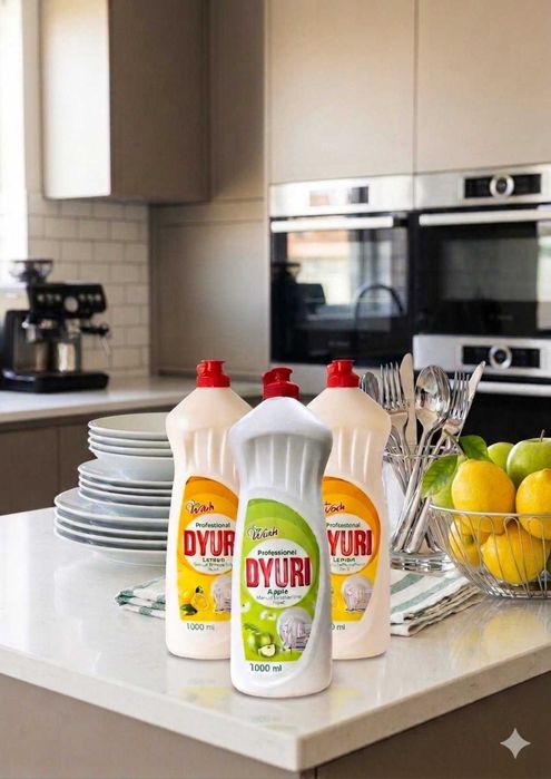 Засіб для миття посуду Дюрі 1л лимон та яблуко миюче для посуду