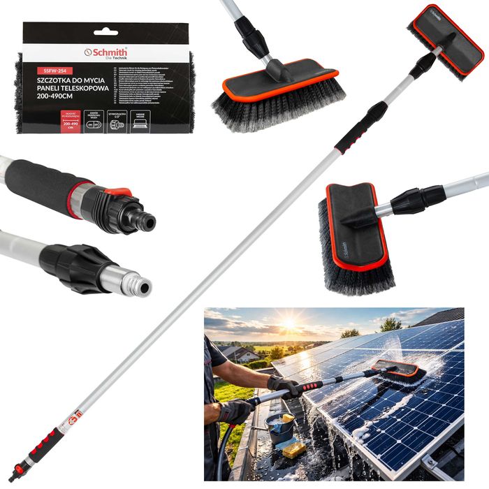 Szczotka 2w1 do odśnieżania mycia paneli fotowoltaicznych 4.9 m GRATIS