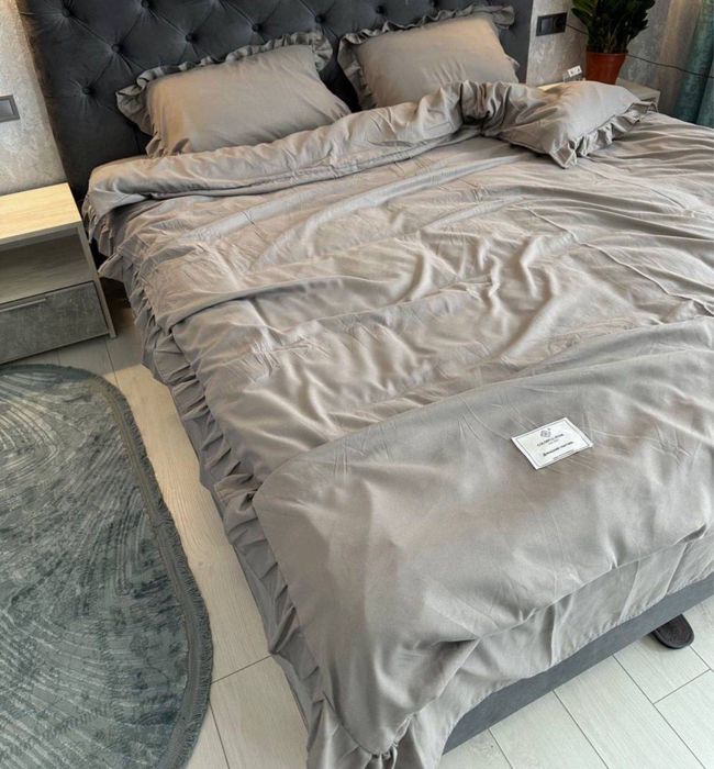 Суперціна! Постельное белье с рюшами сатинова постільна білизна