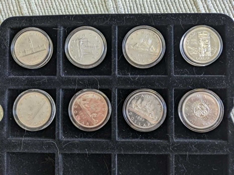 8 srebrnych dolarów Kanada 1939, 1949, 1958, 1961 do 1965 + etui