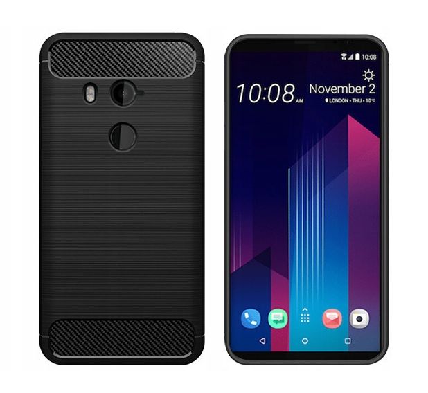 Carbon Case Elastyczne Etui Pokrowiec Htc U11+ Czarny