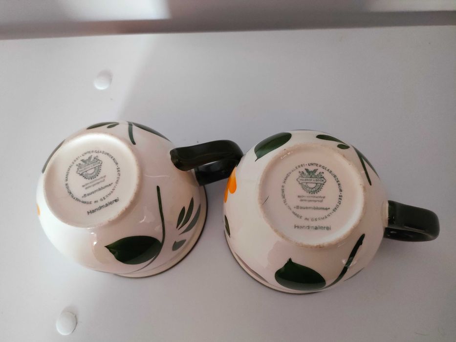 Ceramiczne filiżanki Villeroy & Boch ręcznie malowane