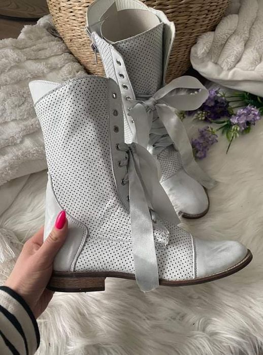 Eleganckie botki workery wiosenno letnie skóra naturalna