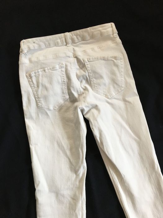 Zara 34, białe spodnie rurki, elastyczne, 160 cm