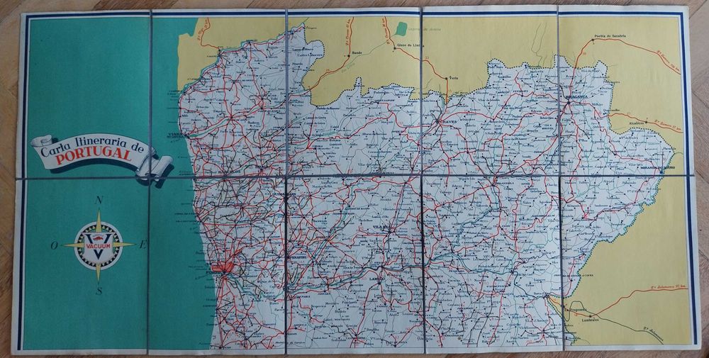 mapa: carta itinerária de Portugal, 1937