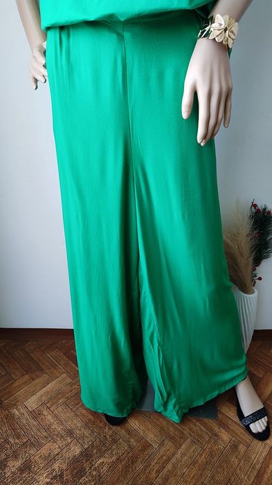 Zielone spodnie palazzo page one XL 100% wiskoza szerokie eleganckie oversize